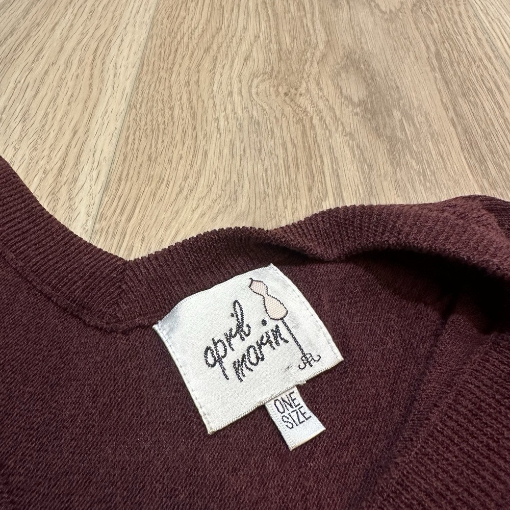 April Marin Maroon Sweater One Size Oversized Knit Top Sweater. Lagenlook‎ Boxy - Picture 2 of 7